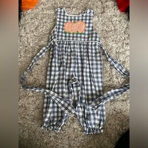 12m Bailey Boys Pumpkin Overall Outfit